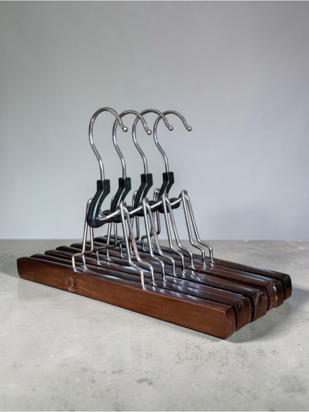 Wood and Chrome Skirt/Pant Hangers - Dark Brown
